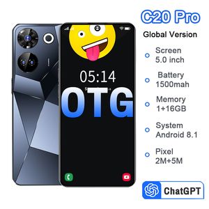 5 inch C20 Pro 3G mobiele telefoon MTK6580M Quadcore 1GB RAM 16GB ROM 2M Primaire camera 5mp Achter achteruitrijcamera Dual Nano Sim Mobilephone Show 5G 16GB RAM 1TB ROM