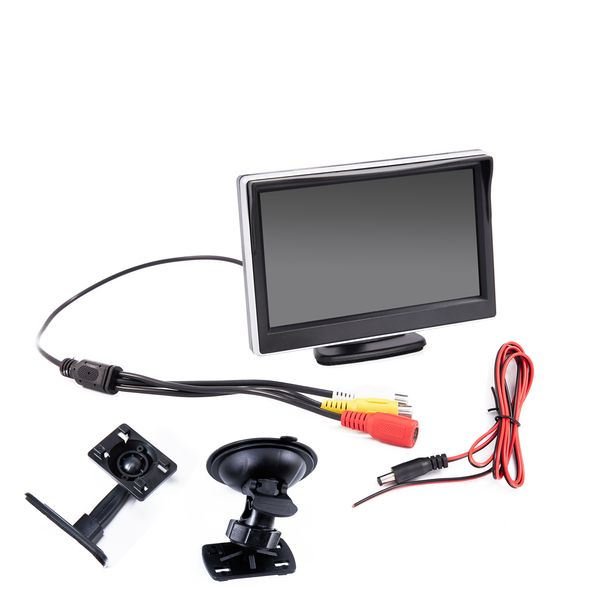 Monitor de vídeo para coche de 5 pulgadas pantalla de 800x480 con entrada de vídeo de 2 vías TFT LCD HD Digital para cámara de visión trasera aparcamiento marcha atrás
