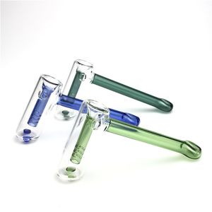 Pipe à fumer en verre de 5 pouces avec bol de 25 mm de profondeur, bleu vert coloré épais en verre Pyrex, conduites d'eau, brûleur d'herbes de tabac