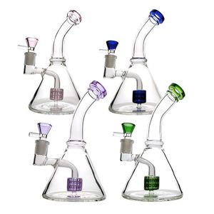 5 pulgadas Cachimbas Mini interruptor Bongs de vidrio Plataformas de aceite Dab Claro Rosa Azul Verde Púrpura 14 mm Tubos de agua de junta hembra con tazón Peine de 5 mm de espesor Cabezal de ducha Percolador