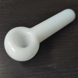 Pipe à fumer de 5 pouces, grandes cuillères avec trou de carburateur côté gauche, bol à tabac de couleur blanche