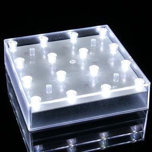 5 inch vierkante vorm LED -basislicht voor vaas/ 16 LED Wit lichte basis voor bruiloft middelpunt, kristalweergave Lichtbasis Imake882