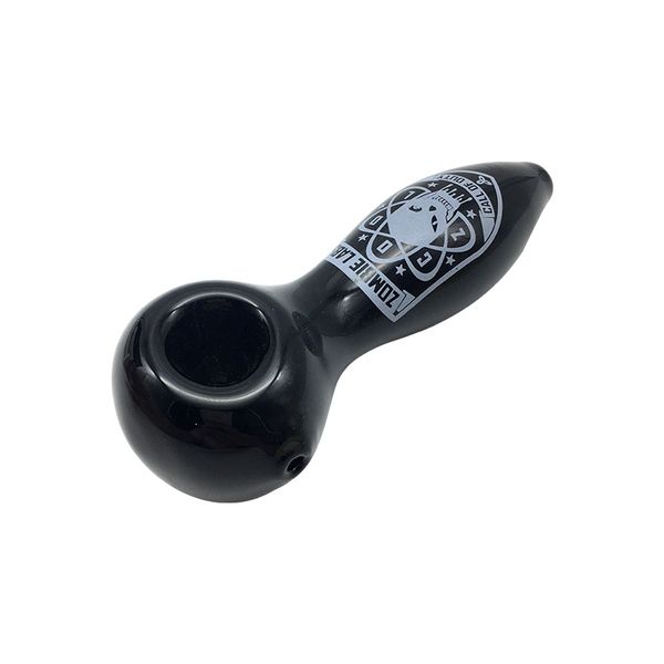 Pipe à fumer noire de 5 pouces avec autocollant, en verre borosilicate de haute qualité-élégante et Durable