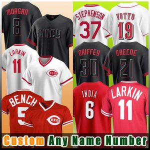 5 Johnny Bench 19 Joey Votto Baseball Pete Rose Maillots Barry Larkin Jonathan India Reds Hunter Greene Tyler Stephenson Eugenio Suarez Ken Griffey Jr Matt Reynolds