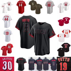 Maillot de baseball Matt McLain Elly De La Cruz Jonathan India Tyler Stephenson Spencer Steer TJ Friedl Joey Votto Ken Griffey Pete Rose Johnny Bench Larkin Hunter Greene