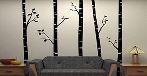 5 grands bouleaux avec branches autocollants muraux pour chambre d'enfants art mural amovible bébé pépinière stickers muraux citations D641B 2012019466528