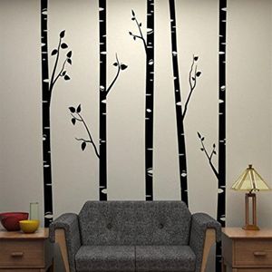 5 grands bouleaux avec branches autocollants muraux pour chambre d'enfants amovible vinyle mur art bébé pépinière stickers muraux citations D641B 20120312j