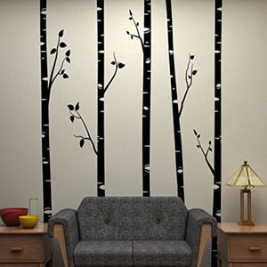 5 grands bouleaux avec branches autocollants muraux pour chambre d'enfants amovible vinyle mur art bébé pépinière stickers muraux citations D641B 20120312g