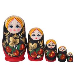 5 couches Matryoshka poupée en bois fraise filles poupées gigognes russes pour bébé cadeaux décoration de la maison 298R3615061