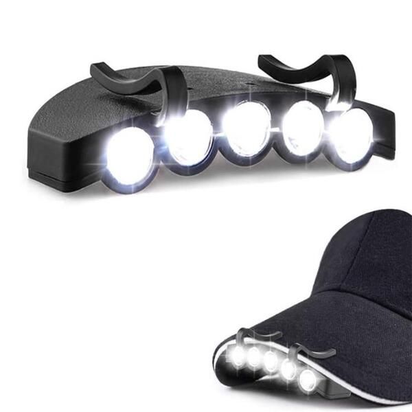 5 LED s casquette chapeau lumière clipsable 5 LED pêche Camping phare casquettes 2024