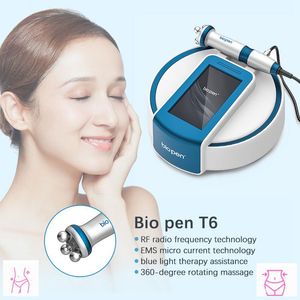 Équipement RF 5 niveaux 1 MHz Bio Pen T6 Partition de massage électrique soins de la peau Massage lifting Lifting électrique de la peau Blue Light EMS Réduction des rides Resserrement de la peau