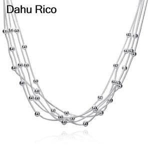 5-ligne Perle Sautoirs Collana Cadenas Zincir Femmes Damskie Hommes Voor Mannen Plaque Argent Plaqué Marcas Polska Dahu Rico Colliers Chaînes Morr