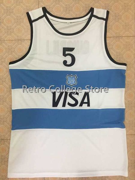 #5 Manu Ginobili équipe Argentine bleu marine cousu rétro maillot de basket-ball personnaliser n'importe quel numéro de taille et nom de joueur