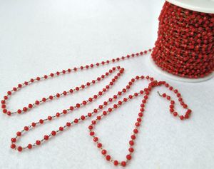 5 mètres couleur or 3mm perles de verre rouge chaînes chaînes perlées pour collier à faire soi-même Bracelet bijoux trouver Lz65