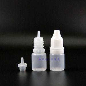 5 ml LDPE Plastic druppelaar flessen met knabbelen Proof Caps Tips Thief Safe Dunne Tepels 100 stuks voor E Juicy TQSFD SOEVS