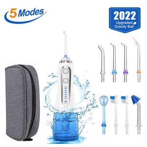 5 Modus Orale Irrigator USB Dental Floss Portable Water Flosser Jet 300ml + Nasal Wash Cleaner + Bag + 8 220510