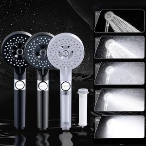 5 modes pomme de douche spa avec filtre rond de douche à haute pression support de tuyau multifonction de salle de bain robinet de salle de bain accessoire 240325