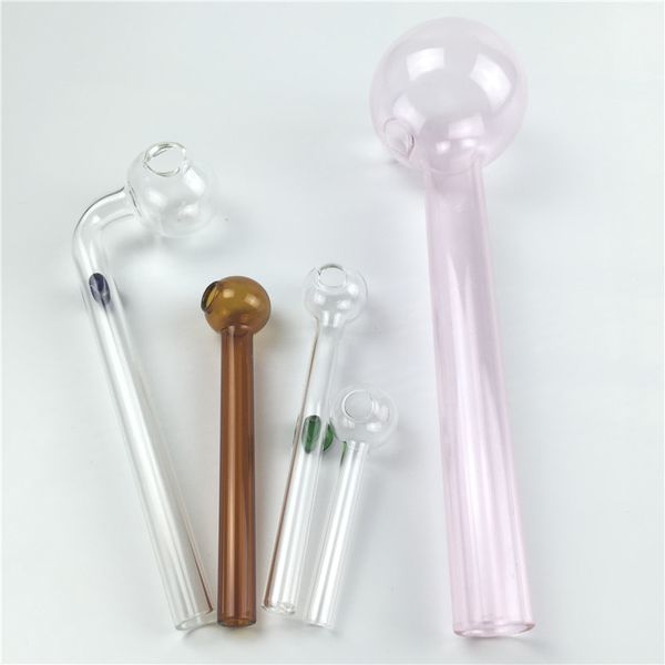 Paquete de 5 tubos de vidrio coloridos para quemador de aceite con 185 mm 150 mm 100 mm 60 mm de color grueso Pyrex Oil Burner Bubbler Pipes para fumar