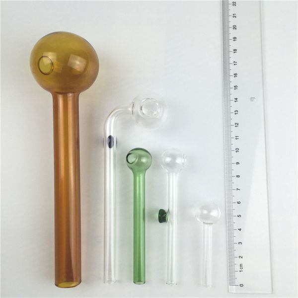 Emballage de 5 tuyaux de brûleur d'huile en verre épais avec 185 mm 150 mm 100 mm 60 mm Couleur de mélange Pyrex Bubbler du brûleur à huile à main Pyrex pour fumer