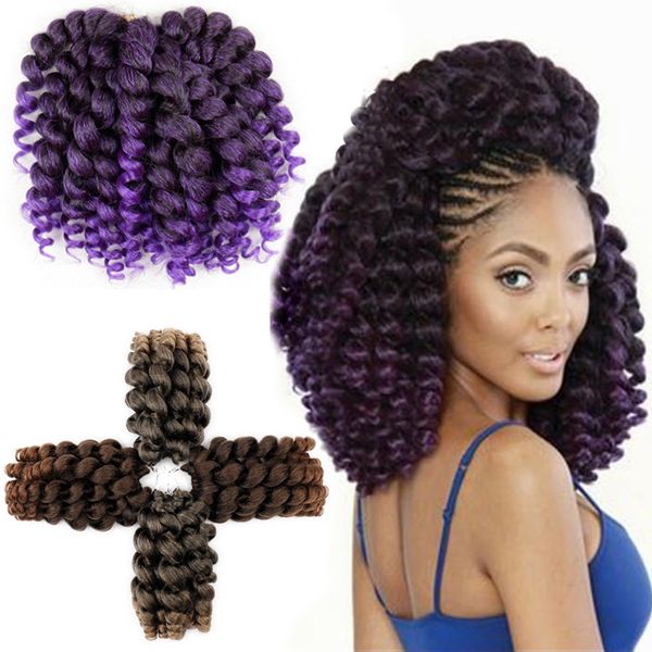 5 paquets baguette Curl Crochet cheveux synthétiques Crochet tresses 8 pouces jamaïcain rebond torsion africaine tressage cheveux pour les femmes noires