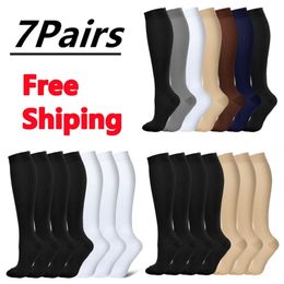 5 pares de compresión de compresión Mujeres que corren calcetines deportivos Altos de 30 mmhg de edema embarazada de venas varicosas calcetines de compresión 240322