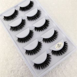 5 paires de faux cils de vison d'aspect naturel doux et léger 3d extension de faux cils cils faits à la main