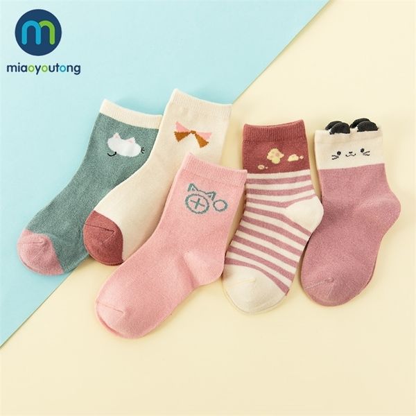 5 pares de calcetines JacquARD Cat Comfort de algodón cálido de alta calidad para niños y niñas, calcetines para bebés, calcetines para niños nacidos Miaoyoutong 220514