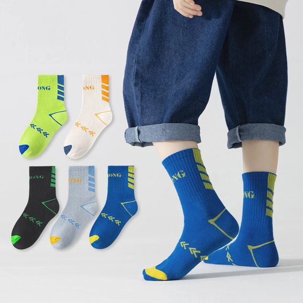 5 paires / lot d'automne enfants chaussettes en coton garçon fille bébé dessin animé molle douce pour l'hiver 3-15 ans adolescents étudiants sock enfants 231221