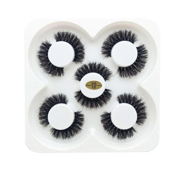 5 paires de faux cils 3D naturels de 25mm, kit de maquillage, extension de cils en vison, yeux maquiagem 9D-12