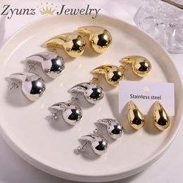5 paires 3 tailles en acier inoxydable boule ronde goutte d'eau boucle d'oreille femmes bijoux à la mode plaqué or accessoires 240125