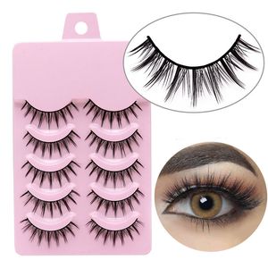 5 paren 3d lange valse wimpers set cosplay podium natuurlijke handgemaakte faux nerts bont wimper dramatische wimpers extensies groothandel