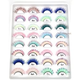 5 paires de cils de vison 3D colorés 100% faits à la main Fuax cils de vison dégradé rose bleu rouge blanc couleur faux cils moelleux doux cils vendeur en gros