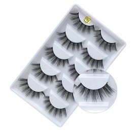 5 paren 3D nertsen wimpers valse wimpers natuurlijke make-up wimper extension lange kruis volume zachte valse oog wimpers f820