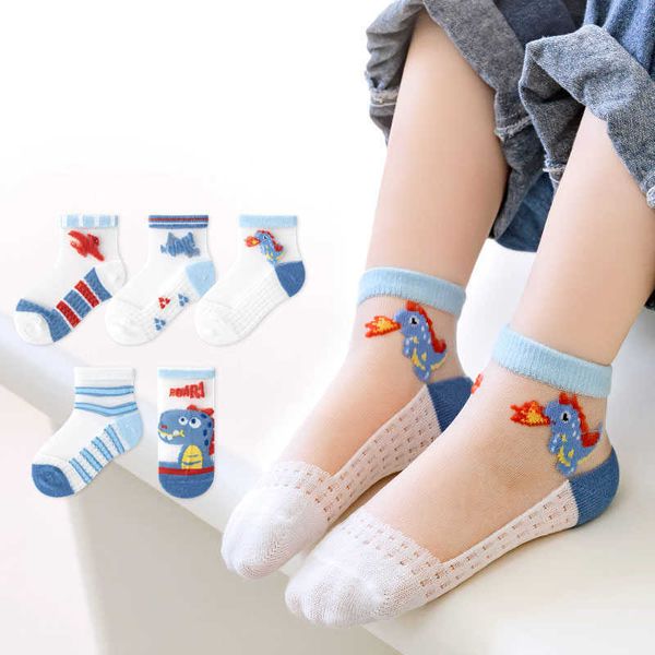 5 paires / lot 2023 Summer Children's Cotton Boys and Girls Baby Fashion Network Cartoon Spring New 1-12 Year Old Youth Student Chaussettes nice G220524