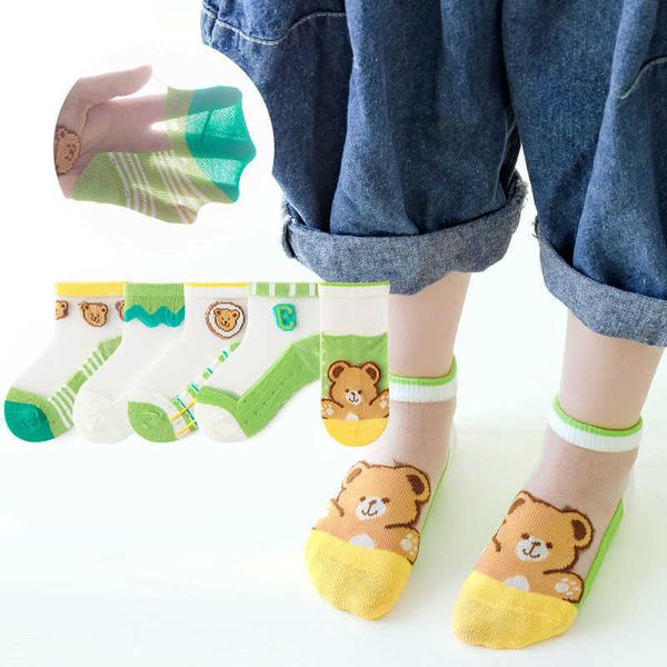 5 paires / lot 2023 Été Coton Garçons Filles Bébé Mode Réseau Dessin Animé Printemps Nouveau 1-12 Ans Enfants Et Jeunes Étudiants Chaussettes G220524