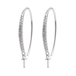 Earwire bevindingen 925 sterling zilveren haak parel oorbellen semi montage zirconia sieraden 5 paar