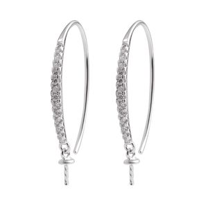 Earwire bevindingen 925 sterling zilveren haak parel oorbellen semi montage zirconia sieraden 5 paar