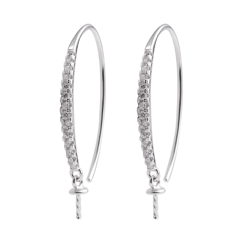 Earwire bevindingen 925 sterling zilveren haak parel oorbellen semi montage zirconia sieraden 5 paar