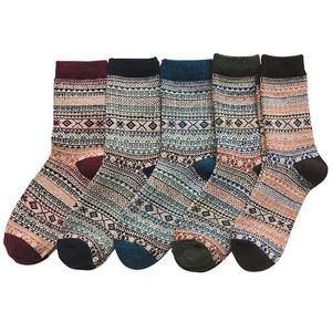 5 Pairs Mode Winter Mannen Sokken Vintage Kerst Dikke Warme Wol Kleurrijke Sok Retro Fijn Patroon Mans Socken 231226