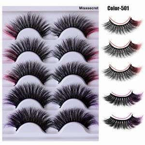 5 Paires Fluffy Couleur Faux 3D Vison Cils Épais Long Coloré Faux Cils Brillant Multi Couche 8d Eye Lashes Extension Maquillage