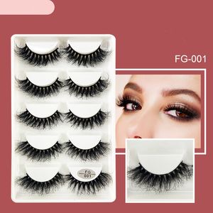 5 paires en gros moelleux faux cils de vison 3d faux cils doux léger crisscorss cils maquillage