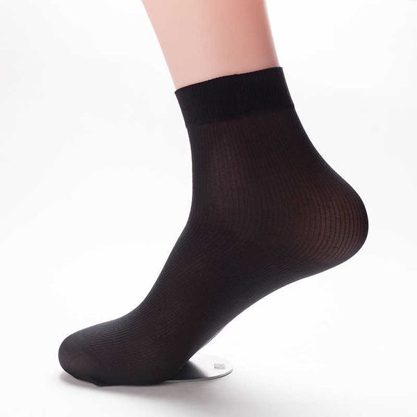 5 paires de chaussettes d'été pour hommes de haute qualité en soie fine haute élastique en nylon respirant chaussettes d'équipe en bambou cool chaussettes pour hommes X0710