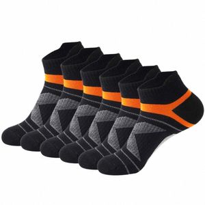 5 pares de calcetines de alta calidad para hombres de verano al aire libre Casual Cott calcetines cortos transpirables calcetines de tobillo negros correr deportes tamaño 38-45 31Ne #