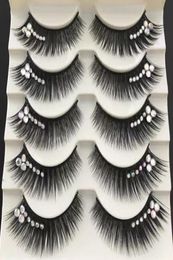 5 paren Latin make -up valse oog lashes extension feestcosplay Halloween lange dikke natuurlijke wimper kleur glitter glinstering dans ey5234482