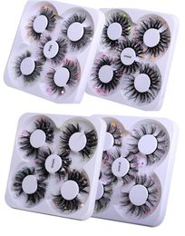 5 paar / partij Lovertjes Valse Wimpers Kleurrijke Fluorescerende Faux 3D Mink Wimper Soft Comfortabele Curl Washes Extension Makeup