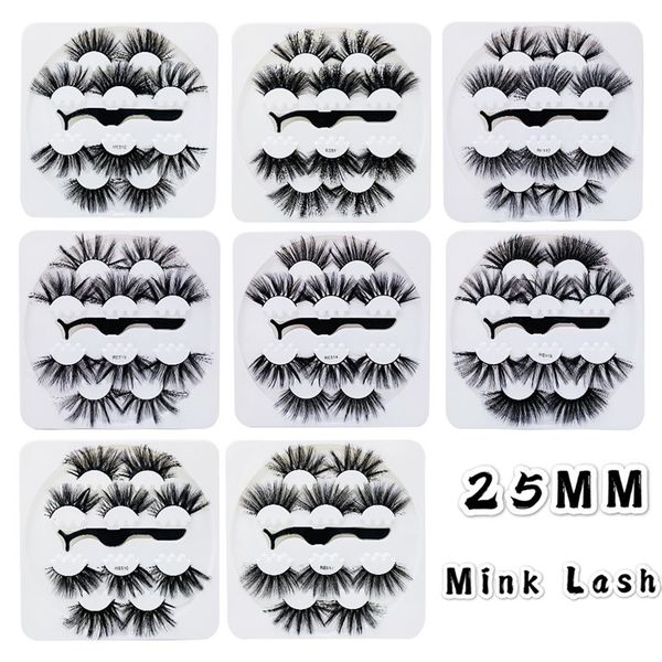 5 pares + pinzas 25 mm Faux Mink Pestañas postizas Juego de maquillaje Pestañas en 8 estilos RE500