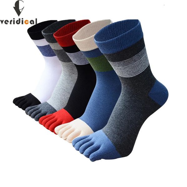 5 paires homme doigt chaussettes courtes coton solide affaires rayé doux antibactérien respirant orteil heureux quatre saisons 240112