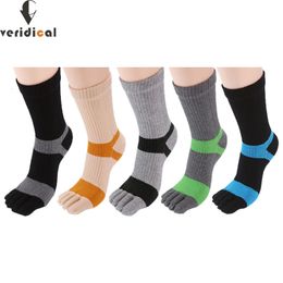 5 paires homme orteil Sport chaussettes Compression rayé épais antibactérien coton Fitness vélo course en plein air basket-ball doigt 240112