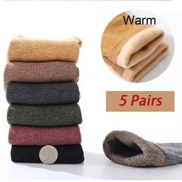 5 paires hommes femmes chaussettes hiver chaud épaissi neige chaussettes ajouter coton velours solide rosée cheville épaissir chaussettes thermiques bottes maison 240109