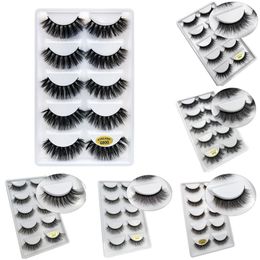 5 paar Natuurlijke Valse Wimpers Dikke 3D Mink Washes Long Black Soft Makeup Mink Eyelashes 3D Wimper Extension Kit 6 Styles